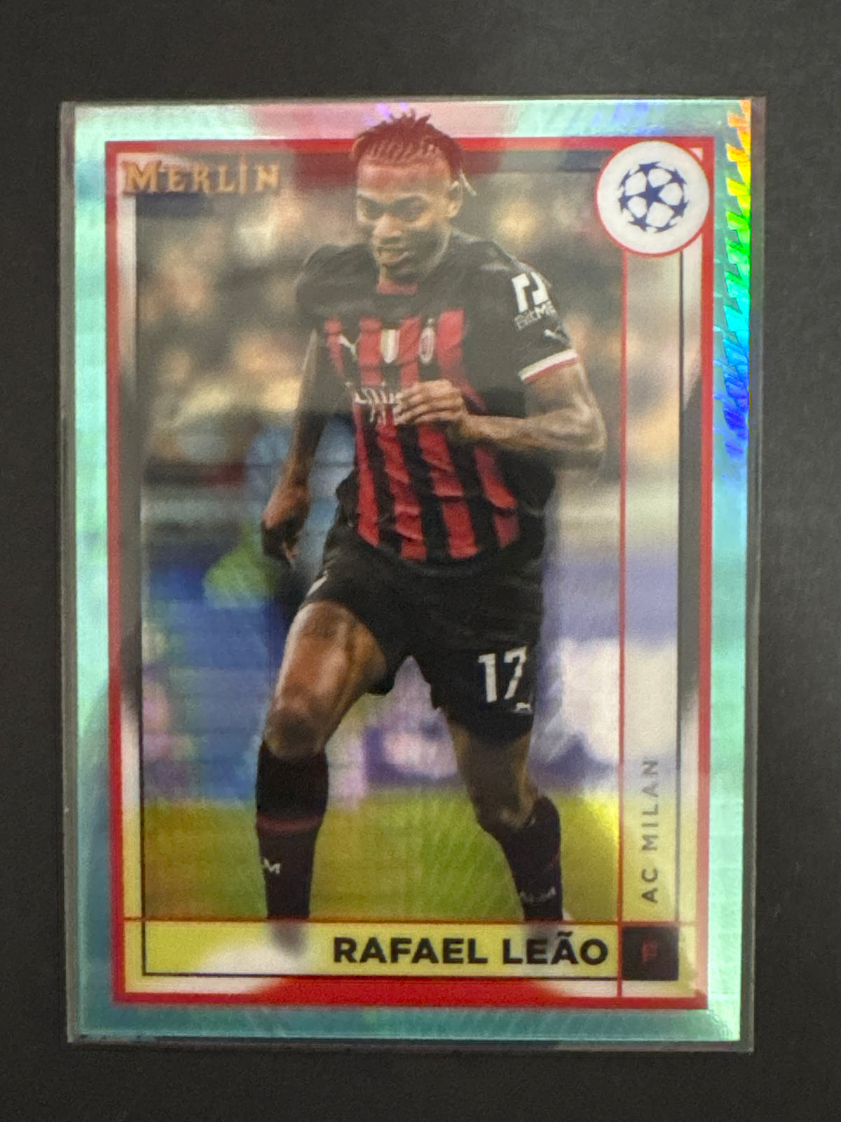 Rafael Leao Aqua Prism Refractor 2023 Topps Merlin UEFA #3