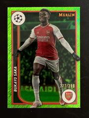 Bukayo Saka /399 Neon Green Shimmer 2023 Topps Merlin UCC #11