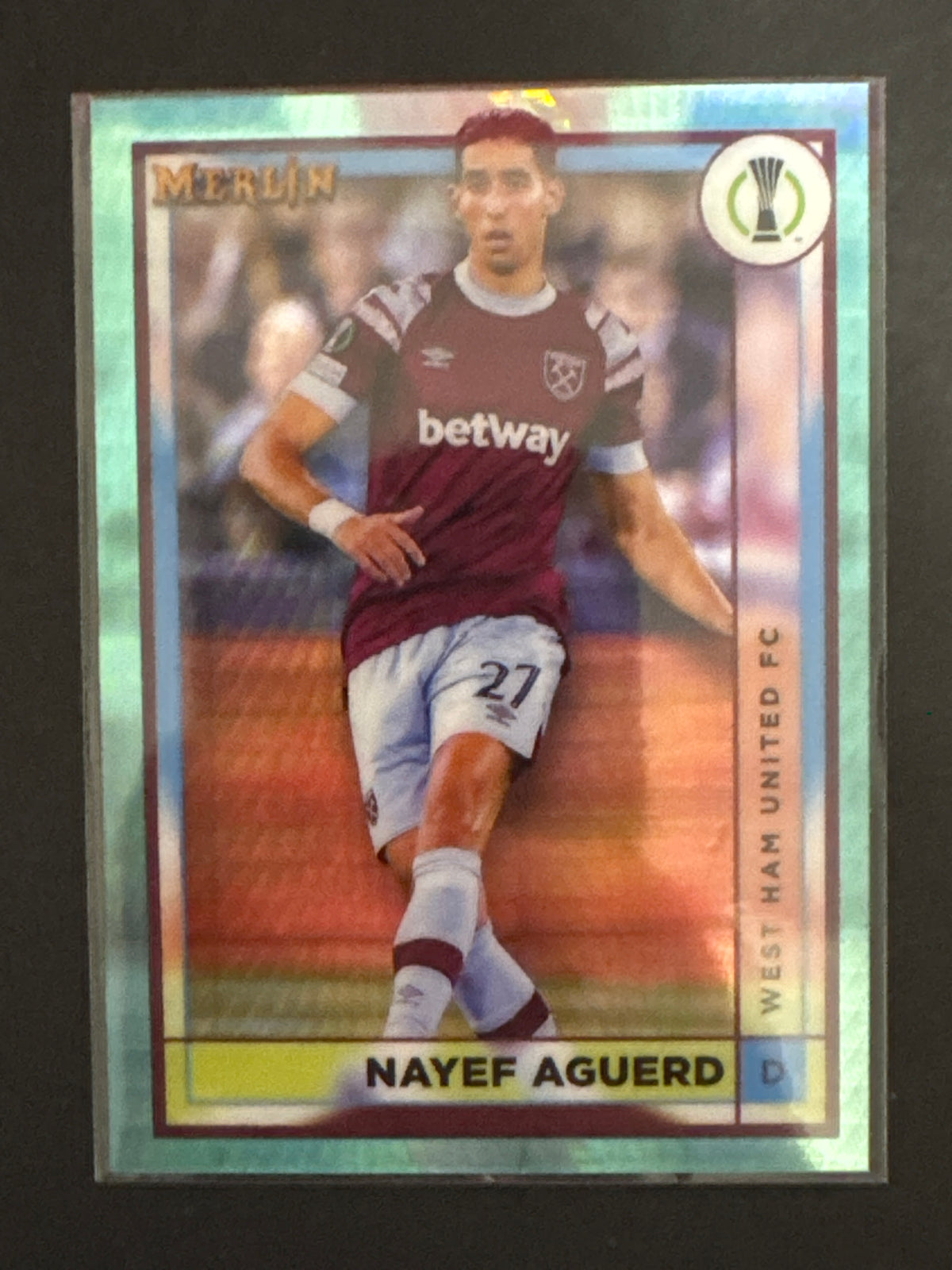 Nayef Aguerd Aqua Prism Refractor 2023 Topps Merlin UEFA #38